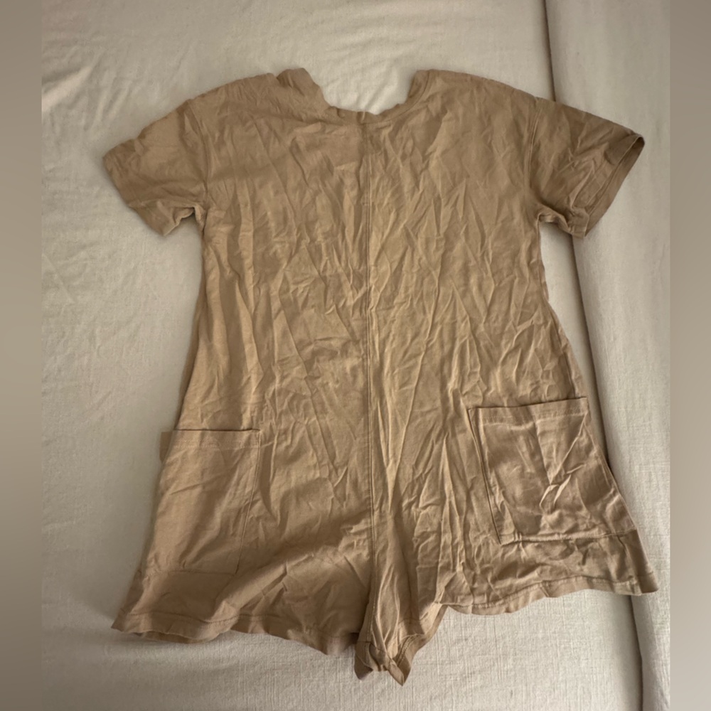 Tan Short Sleeve Dress with Pockets